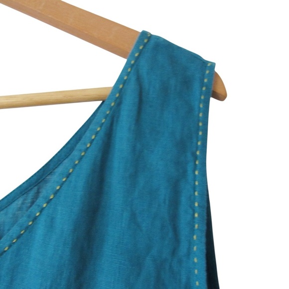 Dana Bachman Turquoise Blue Linen Tank Top 20 Lagenlook Breathable Vintage - Picture 4 of 9